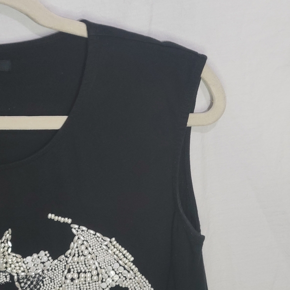 Zara Small Sleeveless Beaded Bat Goth Whimsigoth Vampire Witchy Top Blouse - Picture 3 of 10